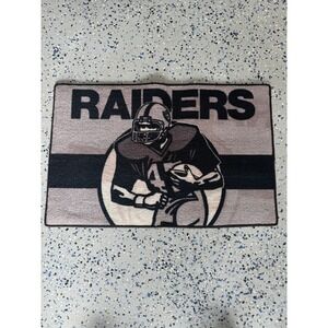 Las Vegas Raiders Football Player Area Rug Mat NFL Fan Gear Home Decor VTG Stain